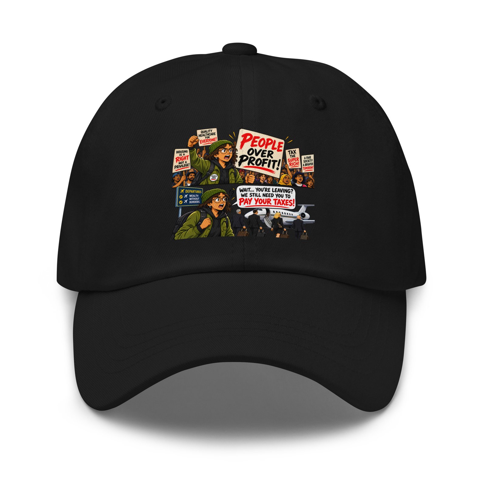 People Over Profit – Political Statement Hat classic dad hat black front 6ada20923c804.jpg