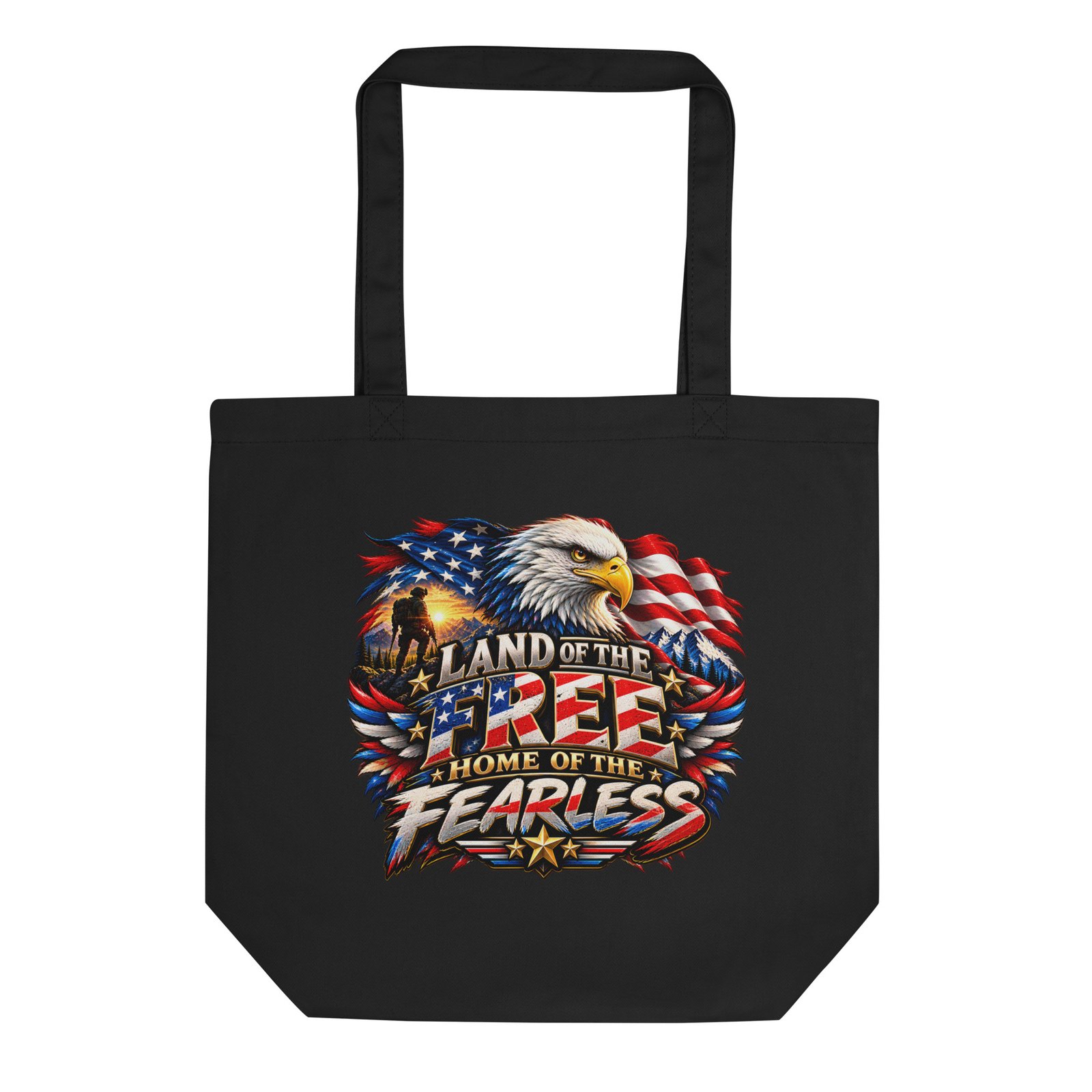 Land of the Free Tote Bag eco tote bag black front 6ada253ccea63.jpg